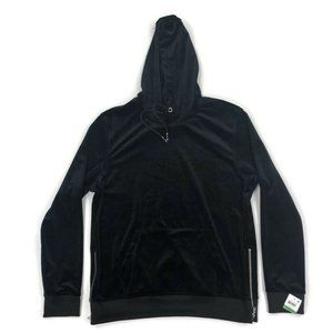 INC Mens Hoodie Sweatshirt Velvet Side Zip Black